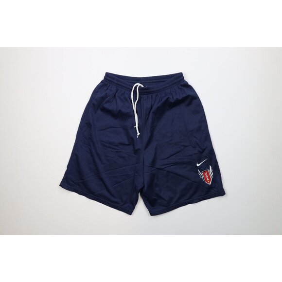 Nike Mens Small Team Issued Spell Out Team USA Track and Field Mesh Shorts Blue